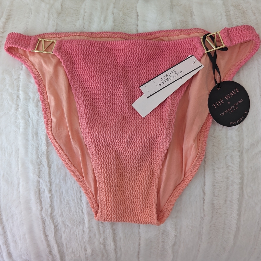 Victoria Secret Wave Swim Bikini Bottom in Pink Dip Dye
